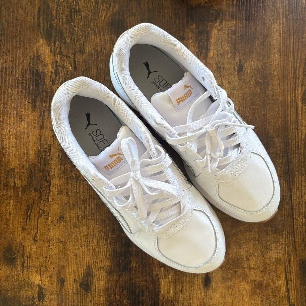 Puma Graviton Sneakers Size 10 White Gold Low Top Trainers 401102-03 - Picture 1 of 8